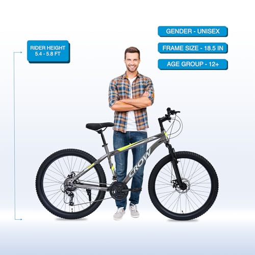 Image of CROW - Cross TRAK 21 Speed Gear Cycle | 27.5 inch T Cycle for Boys 12 to 15 Years | Bicycle for Men Adult | Mountain Bike with Front Suspension & Dual Disc Brakes| Unisex27.5 INCH MTB Cycle for Men |