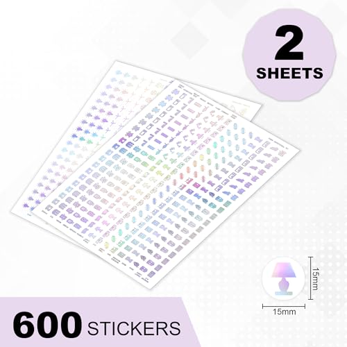 Image of GLUN 600 PCS Rainbow Switch Label Stickers 38 Multicolour Icons, Perfect for Identifying Electrical Switches in Home & Office