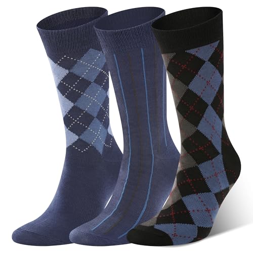 Image of BAMBOO COOL Men's Crew Socks Bamboo Viscose Breathable Rib Dress Socks For Men, Casual Lightweight Comfort 6 Pack