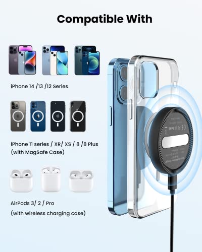 Image of Magnetic Wireless Charger for Apple: MGG Mag-Safe Charging Pad for iPhone 15 /14 /13 /12 Pro Max /Plus /Mini - Mag Charger Pad for AirPods Pro 3 2 with 18W Adapter and Kickstand
