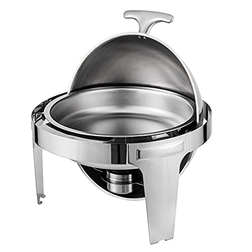 hyywmgx Chafing Dish aus Edelstahl 6.8L Roll Top Chafer Runder Buffetwärmer mit Speisenpfanne, Wasserpfanne…