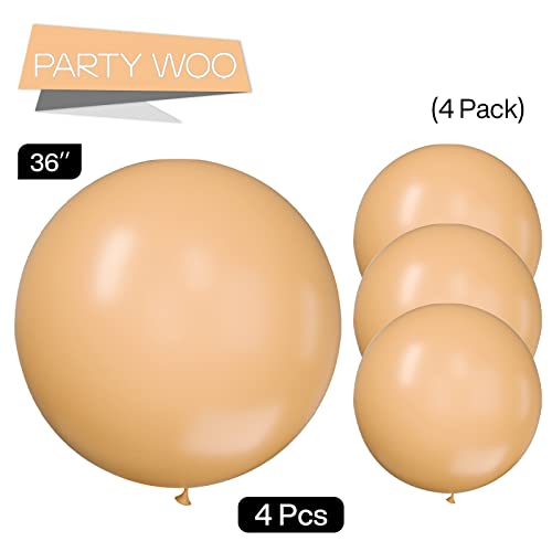 Image of PartyWoo Nude Balloons 4pcs 36 Inch Apricot Fall Neutral Boho Latex Balloons for Jungle Safari Thanksgiving Boy Baby Shower Birthday Anniversary Neutral Themed Party Decorations Brown-Y103