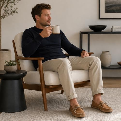Image of Moccasin Slippers for Men, Leather House Moccasins, Made in Canada, Indoor