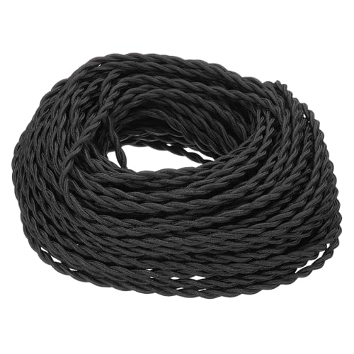 Fil Électronique Vintage 18AWG 2 Conducteurs Câble Tissu Noir pour Projet DIY Luminaire