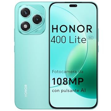 HONOR 400 Lite Smartphone 5G Dual SIM NFC, 8GB RAM 256GB Memoria, 108MP con pulsante AI telefono Android 15, 6.7 pollici AMOLED Eye-Care Display, 5230 mAh,IP64&SGS, Mars Green [Versione italiana]