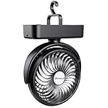 Amacool Portable Camping Fan with LED Lantern- 40H Work Time Rechargeable Battery Operated Fan with Hanging Hook for Tent Car RV Hurricane Emergency Outages Survival Kit Camping Essentials
