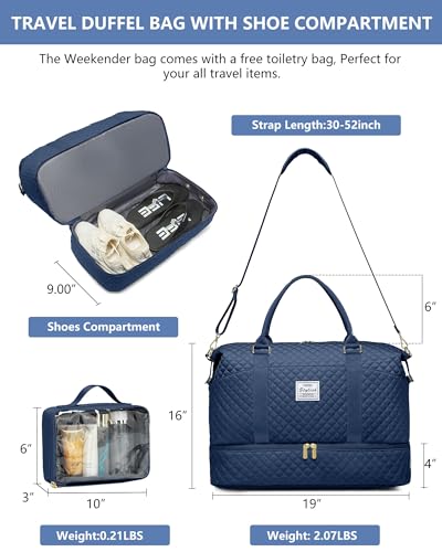 Foto de Bolsa de viaje para mujer, con compartimento para zapatos, azul (3-blue), Grande, Bolsas de viaje (imagen 4)