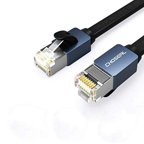 Image of Cat 7 Ethernet Cable Shielded, Faster Flat Internet Network Patch Cord Slim Cat7 High Speed Lan Wire with Rj45 Connectors for Router, Modem (Gold, 1.5m)