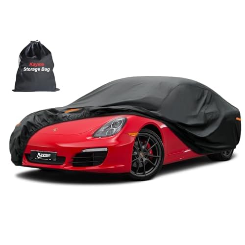 Kayme 7 Layers Car Cover Waterproof All Weather for Coupe, Outdoor Full Cover Universal Fit for Porsche 718 Cayman Boxster, Nissan 350Z 370Z, Jaguar F