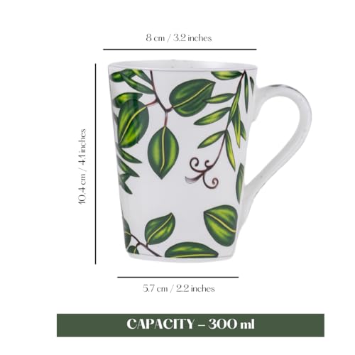 Image of GOLDEN QUEEN'S Mugs Set of 2 for Coffee, Tea, Milk - Ideal for Your Daily Beverage Ritual, Hosting & Casual Gatherings - Elegant Foliage in Green