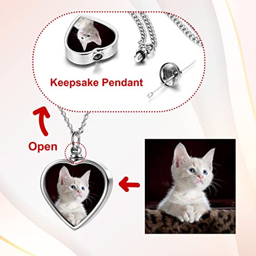 Zysta Personalized Photo Ashes Necklace for Women Men Custom Engraving Picture & Text Cremation Jewelry Urn Necklace for Ashes Memorial Keepsake for Loss Loved One2