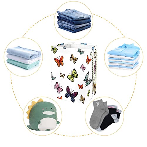 Panier à linge avec poignées imprimé papillons pour simplifier la lessive - 5