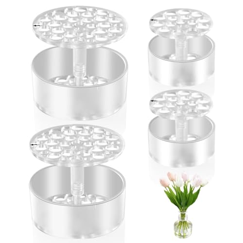4 Spiral Ikebana stem Holder hanataba Arranger Twist Flower Arrangement Holder Ikebana Bouquet Twister Ring Tools Reusable Kitchen Floral Grid Supplies (Half Clear)