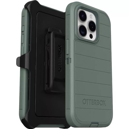 OtterBox iPhone 15 Pro (Only) - Defender Series Case - Forest Ranger (Green) - Screenless - Rugged & Durable - with Port Protection - Holster Clip Includes - Microbial Defense Protection