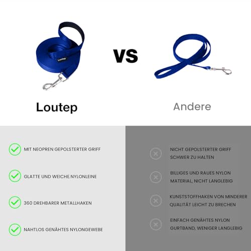 Loutep Schleppleine Für Hunde Lange Leine 3m 5m Schleppleine 10m Für Hunde 15m 20m 25m 30m Hundeleine Für Kleine Mittel Große Hund Langlaufleine Wasserfest Leicht Laufleine