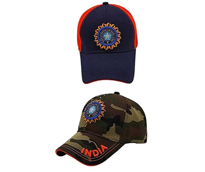 ZaySoo Caps Combo Stylish Cap for Men, Women, Kids Cotton Blend, Summer All Season Sports, Cricket, Gym, Branded, Adjustable Buckle India Cricket Quality Headwear(Red/Army)
