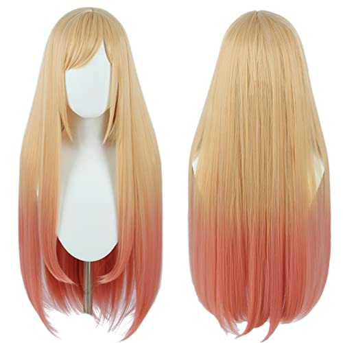 Linfairy Long Blonde Dye Rose Cosplay Perruque Halloween Costume Goshenite Perruques pour Kitagawa Marin Cover