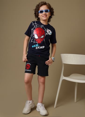 Image of Kidsville Official Marvel Comics Spiderman Boy's Graphic Printed Half Sleeves Round Neck Regular Fit Pure Breathable Cotton Fabric T-Shirt