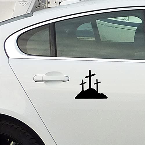 Image of Calvary Crosses Christian Jesus (Black) (Set Of 2) Premium Waterproof Vinyl Decal Stickers For Laptop Phone Accessory Helmet Car Window Bumper Mug Tuber Cup Door Wall Decoration