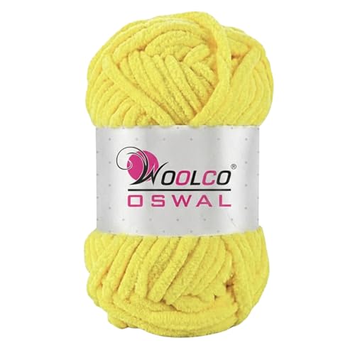 Image of Yankie Chenille Supersoft Velvet Yarn, Plushie & Blankie Yarn for Crochet, Knitting, Amigurumi & DIY Crafts (Lemon, Pack of 1)