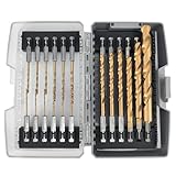Pro Edge 24 Pcs Hex Shank Drill Bit Set for Impact Driver, Anti-Walking 135-Degree Tip, HSS Twist Titanium Drill Bits for Metal, Steel, Wood Plastic, with Storage Case (1/16'-1/2')