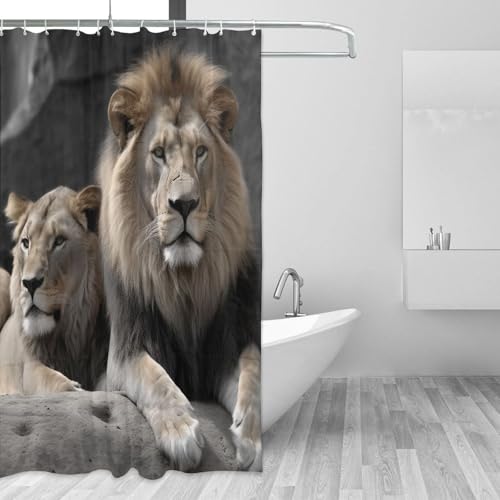 Rideaux de douche imperméables motif lion grand format 182x182cm résistant - 4