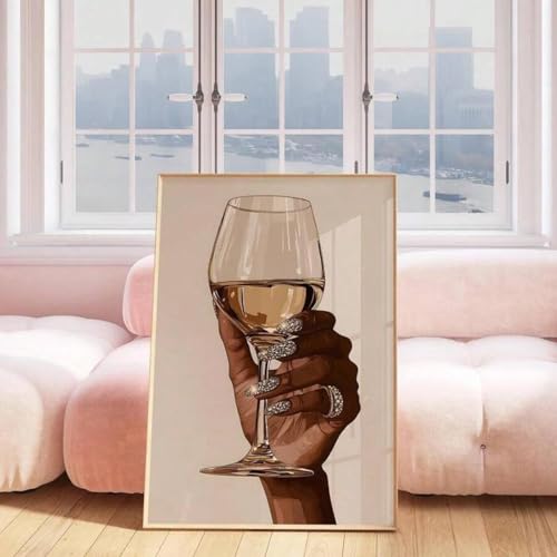 Peinture sur toile de qualité supérieure d'un élégant verre à vin - 4