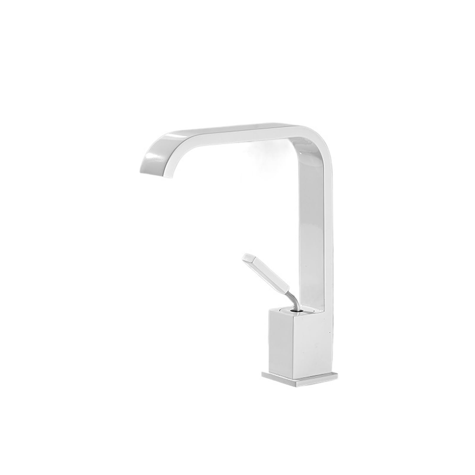CVFRDD Bathroom Basin Faucet Stainless Steel Waterfall High Sink Faucet, Matte Black White Single Handle Faucet(Bianco)