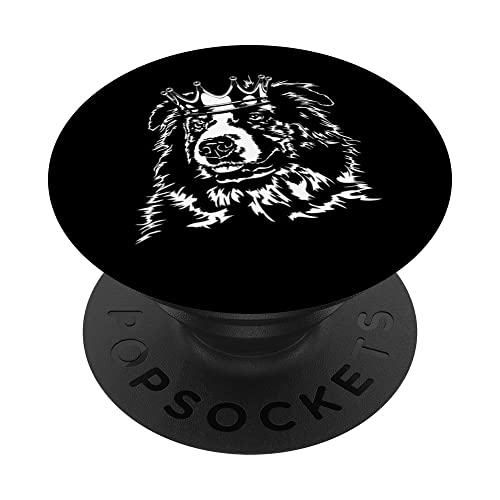 Funny Australian Shepherd with crown herder dog mom PopSockets Swappable PopGrip, Black