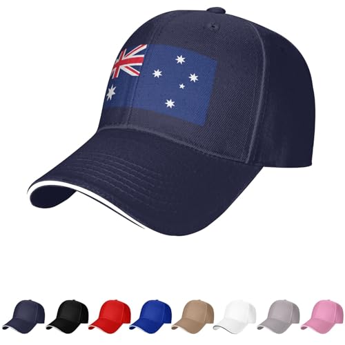 Chapeau de drapeau australien pour homme femme drapeau de l'Australie Casquette de baseball Trucker Dad Hat, bleu marine, Taille unique