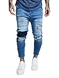 drop crotch jeans asos  Sik Silk Herren Jeans Drop Crotch Patch Denims SS-13402 Blau Washed Blue, Größe:S
