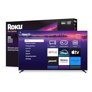 Roku Smart TV – 55-Inch Pro Series 4K QLED RokuTV with Backlit Roku Voice Remote Pro, Dolby Vision IQ, 120Hz Refresh Rate – Live Local News, Sports, Gaming