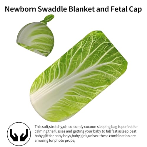 Image of Personality 3D Cabbage Newborn Swaddling Blanket Beanie Hat Funny Blanket Sleeping Bag New Born Sleep Sacks for Boys Girls