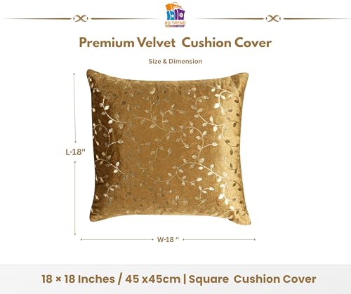 Image of RD TREND Premium Velvet Cushion Covers Set of 2 | Soft Decorative Throw Pillowcases for Sofa, Bed & Living Room | Cushion Cover 18 inch x 18 inch (45x45 cm) Golden Brown