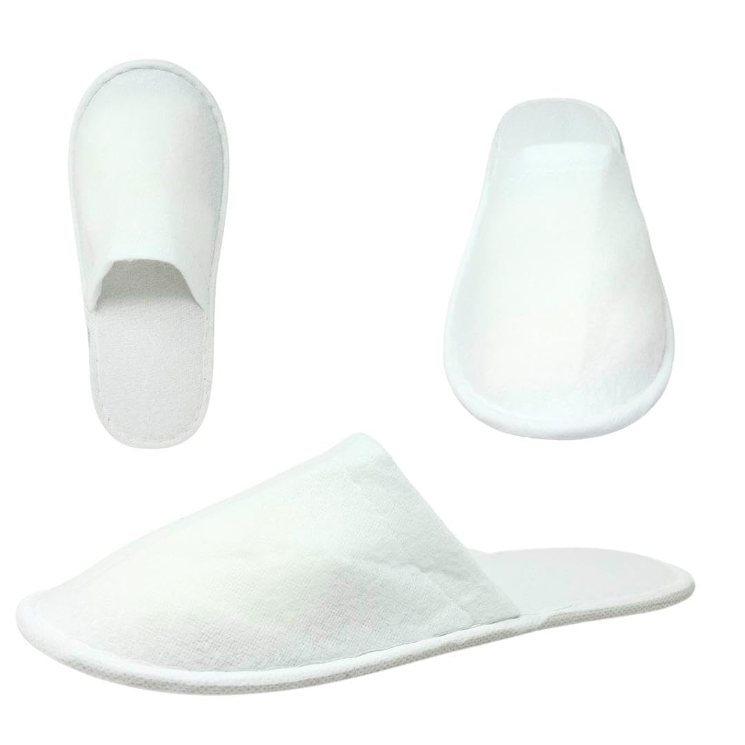AQASKIN, Disposable Non Slip Foam Slippers, for Hotels Spas and Wellness Centers, 10 works, White, Normale