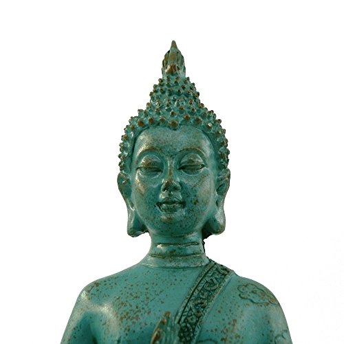Estatua buda sentado de resina verde 6.7 in miniatura 5