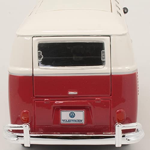 Image of Maisto Volkswagen Van 'Samba' Bus, Red & Beige -31956-1 /25 (1 /24) Scale Diecast Model Toy Car