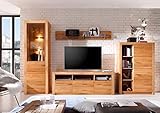 anbauwand kernbuche massiv zerlegt, im Karton Froschkönig24 Reading Wohnwand Anbauwand Wohnzimmer 4-teilig Eiche massiv geölt, LED-Beleuchtung:mit LED-Beleuchtung