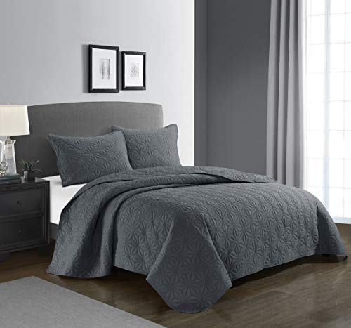 Casa Pinsonic Quilt Set, Queen, Grey #TOP10