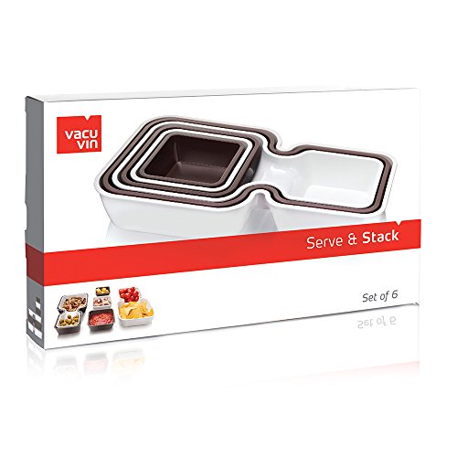 Tomorrow's Kitchen "Serve and Stack Bowl Set, White/Grey, 6-Piece