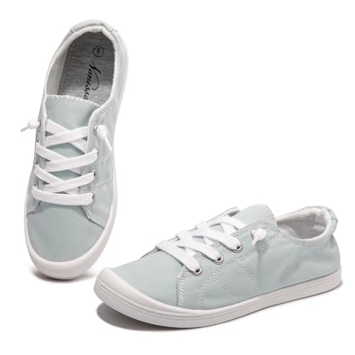Image of Womens Slip On Shoes, Canvas Low Top Sneakers, Casual Classic Flat Shoes | Comfort Fashion Sneaker with Non Slip Rubber Outsole, Lightweight Tennis Shoes for Walking, Shopping, Picnic, Travel