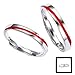 1 paio di anelli con linea rossa, anelli di coppia in argento sterling 925, anelli regolabili con nastro di Möbius in argento sterling 925, adatti per uomini e donne. immagine