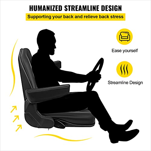 Bestauto Universal Fold Down Forklift Seat With Retractable Safety Belt, Armrest,Adjustable Seat For Excavator, Forklift, Tractor, Skid Loader, Backhoe Dozer Telehandler #TOP5