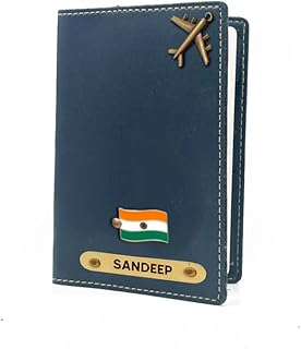 the unique gift studio Customised Passport Cover Holder with Personalised Name Charm Leather Passport Cover Holder for Men Women (Blue) - Customised Passport Holder for Gift-picture-19