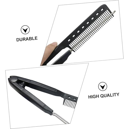 Peine alisador en V para cabello rizado y grueso negro miniatura 3