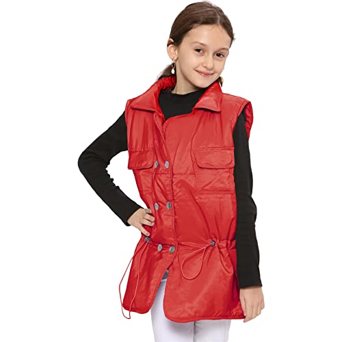 Gilet long sans manches rouge matelassé pour filles de la marque A2Z 4 Kids