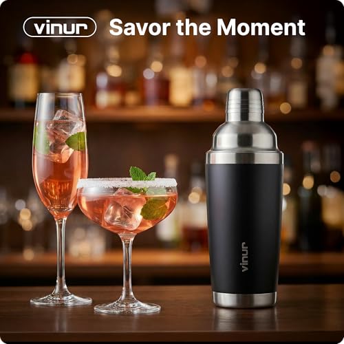 Cocktail Shaker-20 oz Insulated Shaker with Built-in Strainer & Jigger Lid by VINUR - Image 8