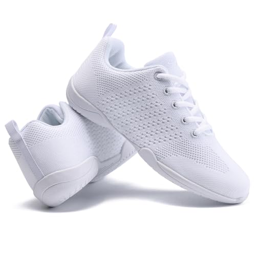 Image of Youth Cheer Shoes Girls White Cheerleading Shoes Dance Athletic Training Breathable Fabric Dancing Lightweight Competition Comfortable Sport Kids Girls Cheer Sneakers