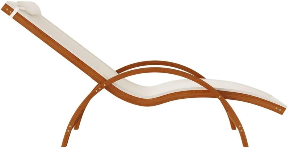 Sun Lounger with Pillow White,Lawn Lounger,Gardens Furniture,Lounge Loungers,Pool Loungers,Deck Lounger,Party Chair,Napping Loungers,for Lawn,Backyard,Garden, Balcony,Textilene and Solid Wood Poplar