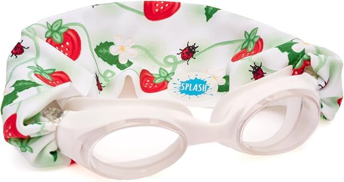 Image of Splash Place KIDS SWIM GOGGLES with Fabric Strap - STRAWBERRY FIELDS | Tangle-Free, Swimming Goggles for Kids, Comfy Fabric Strap Goggles